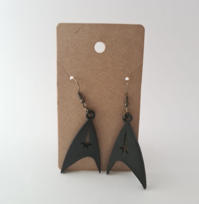 Star Fleet Badge Earrings on card